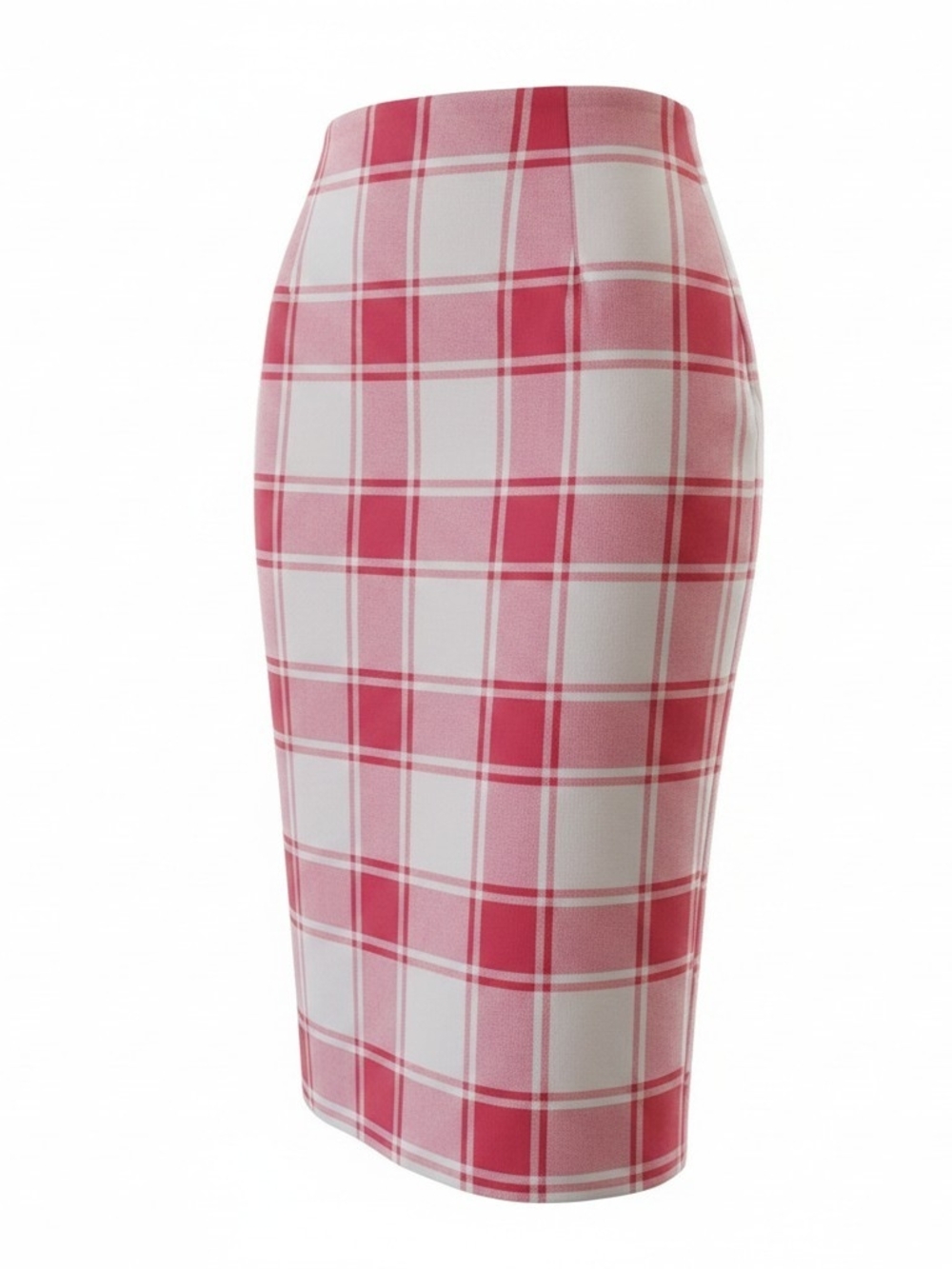 NY Collection Pink Plaid Pencil Skirt